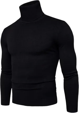Muyise Men's Slim Fit Basic Turtleneck T Shirts Casual Knitted Pullover Sweaters Lightweight Thermal Soft Basic Shirt