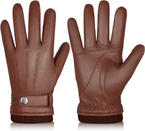 New Men's Sheepskin Gloves Full Finger Touch Screen Gloves Winter Warm Fashion Business Multiple Size Options