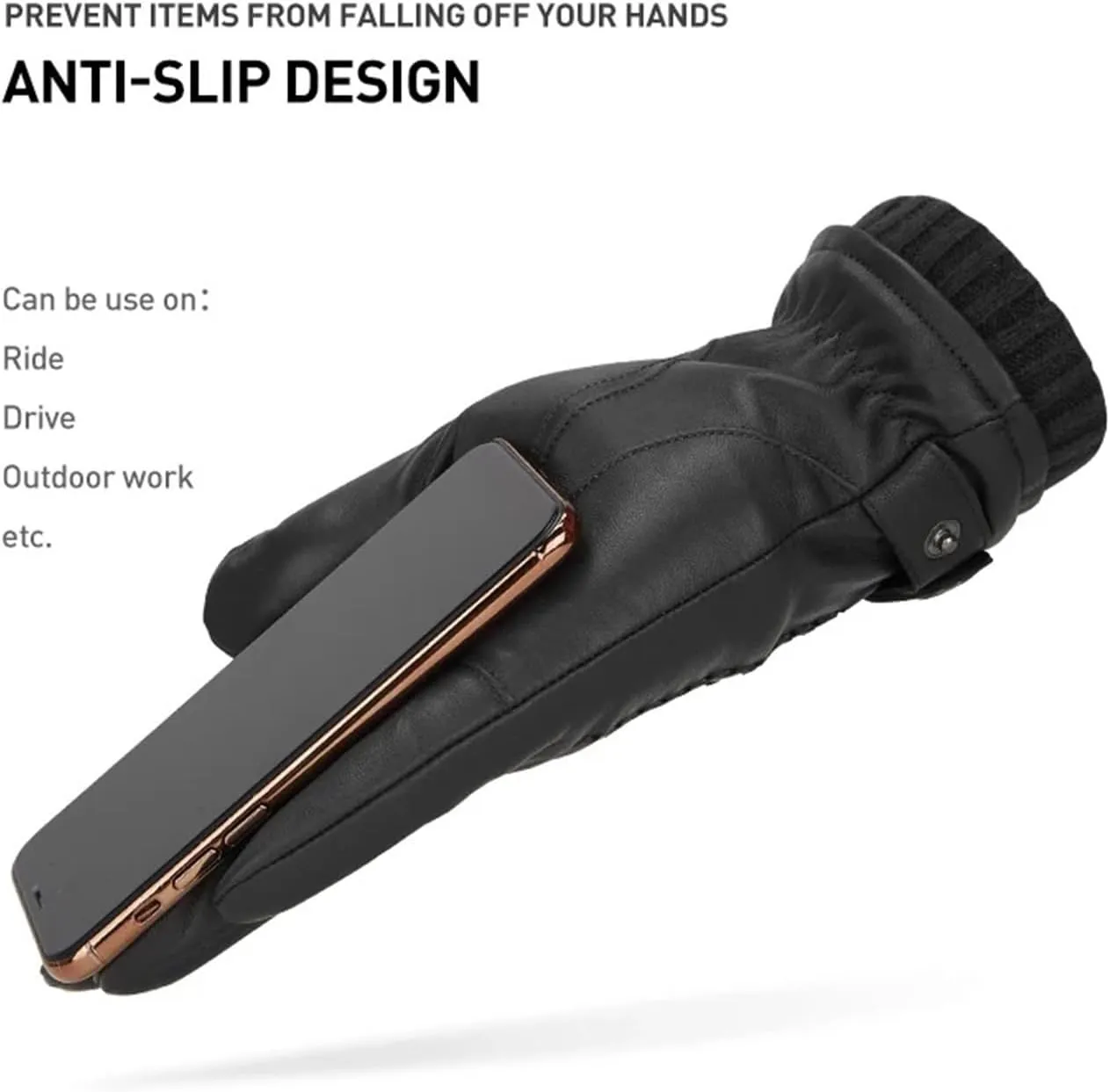 New Men's Sheepskin Gloves Full Finger Touch Screen Gloves Winter Warm Fashion Business Multiple Size Options