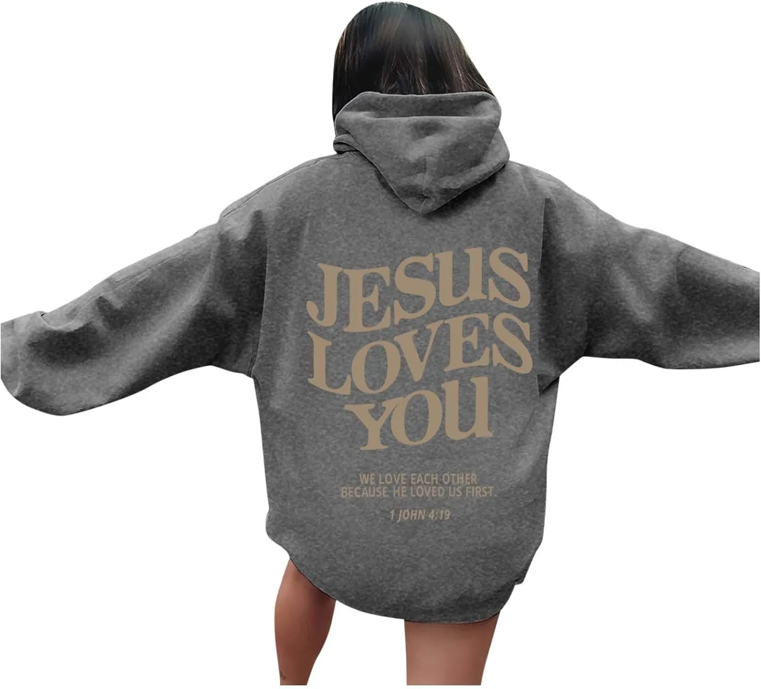 Oversized Hoodie for Women Thankful Grateful Blessed Letter Printede Hooded Hoodies Causal Sweatshirts with Pocket Pullover