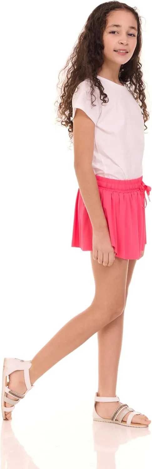 Pink Angel Butterfly Girls’ Flowy Athletic Shorts with Phone Pocket Double Layered Design School, Camp, and Active Play