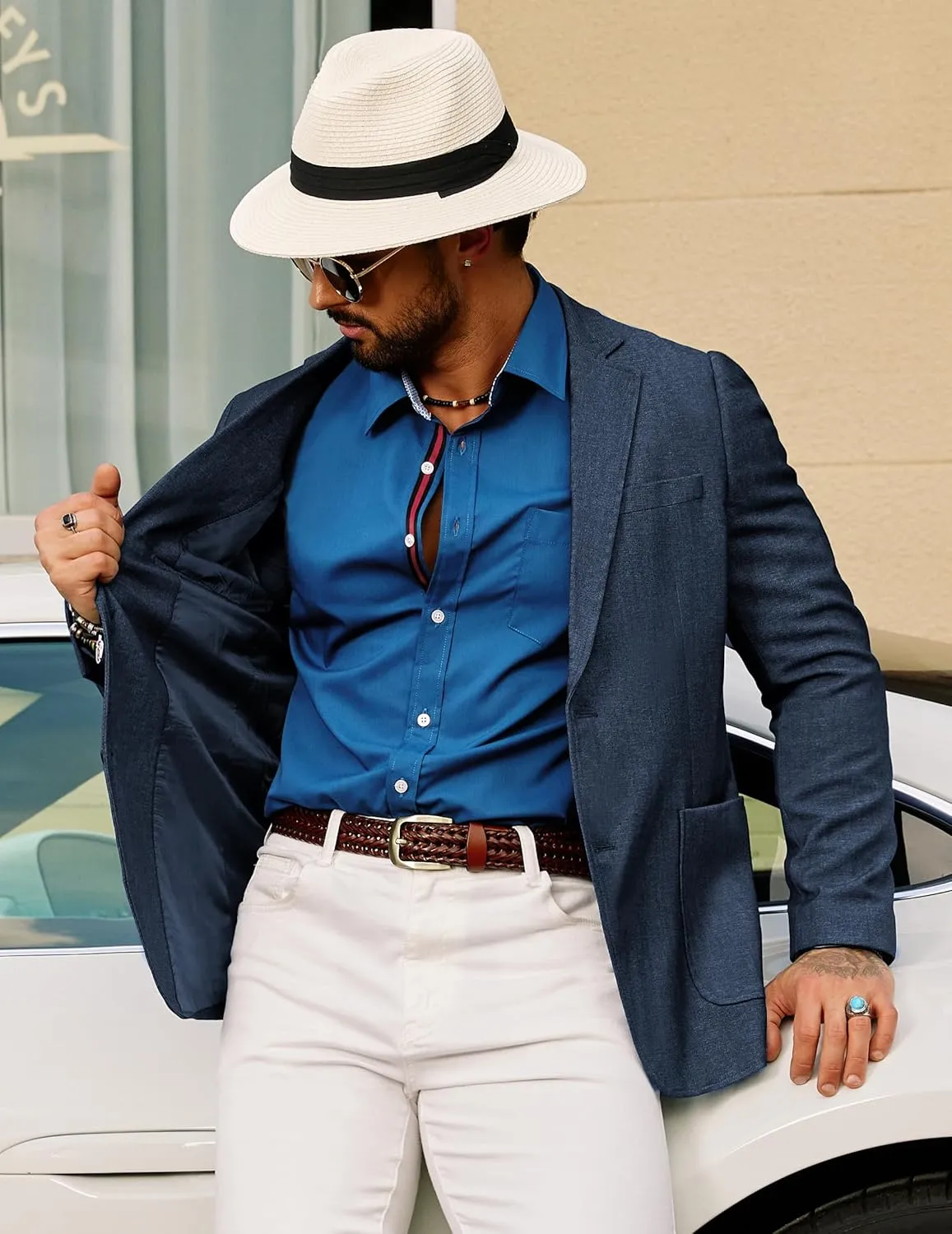 PJ PAUL JONES Mens Blazers Sport Coats Casual Lightweight Two Button Business Suit Jackets