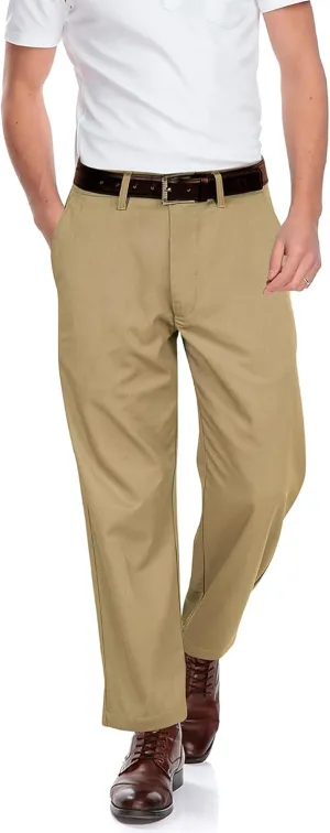 ROYALE LINENS Men's Classic-Fit Wrinkle-Resistant Flat-Front Chino Pant