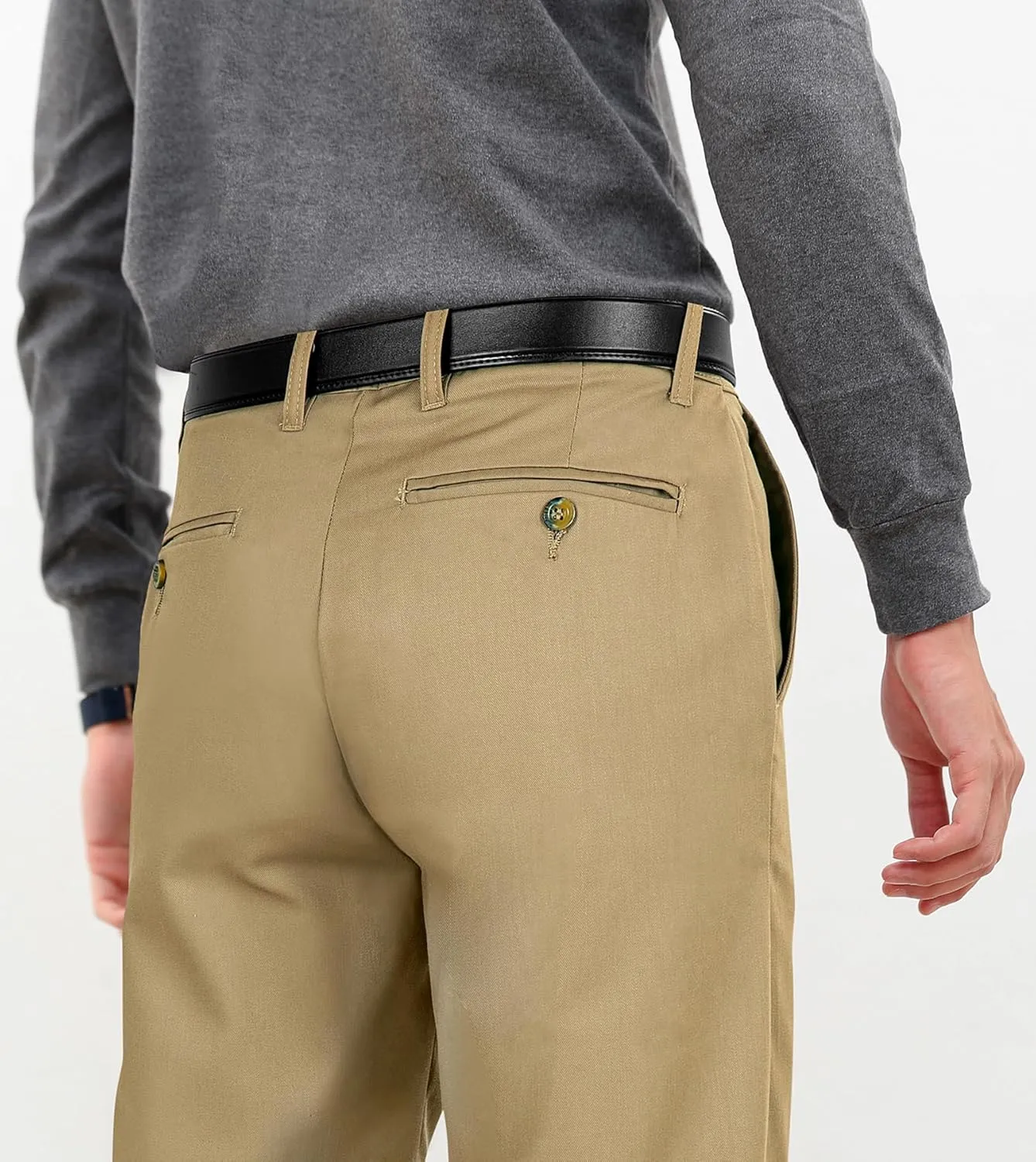 ROYALE LINENS Men's Classic-Fit Wrinkle-Resistant Flat-Front Chino Pant