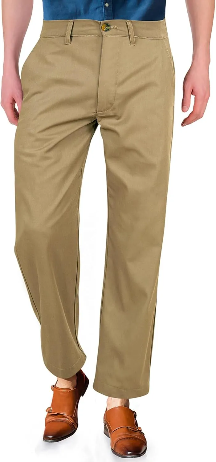 ROYALE LINENS Men's Classic-Fit Wrinkle-Resistant Flat-Front Chino Pant
