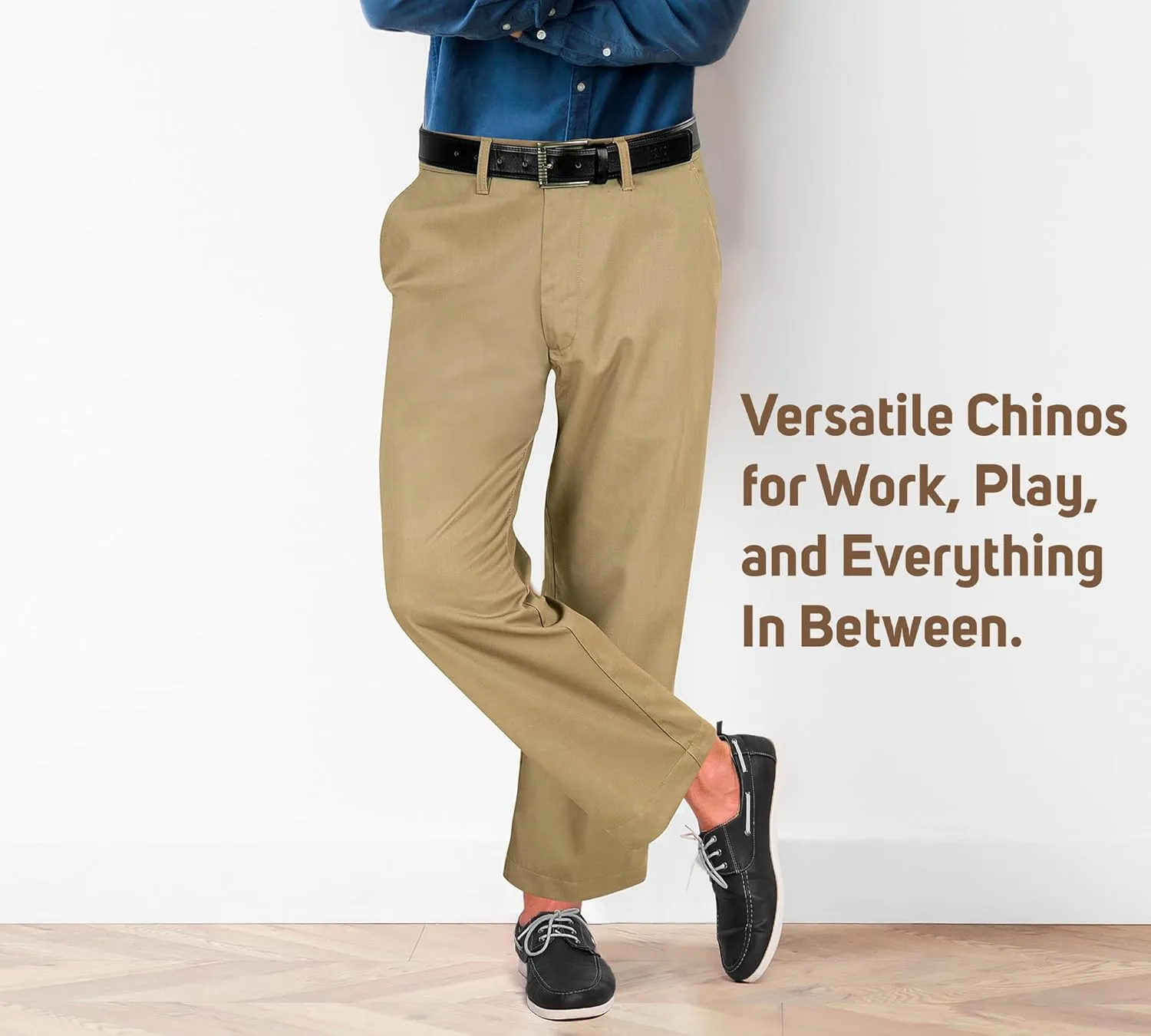 ROYALE LINENS Men's Classic-Fit Wrinkle-Resistant Flat-Front Chino Pant