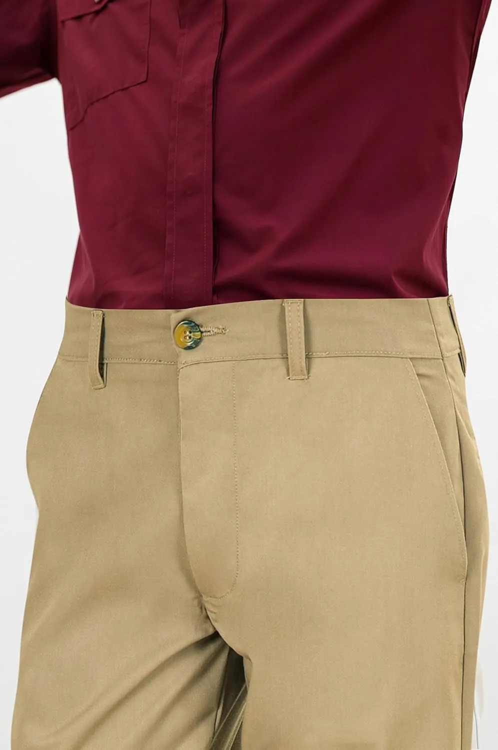 ROYALE LINENS Men's Classic-Fit Wrinkle-Resistant Flat-Front Chino Pant