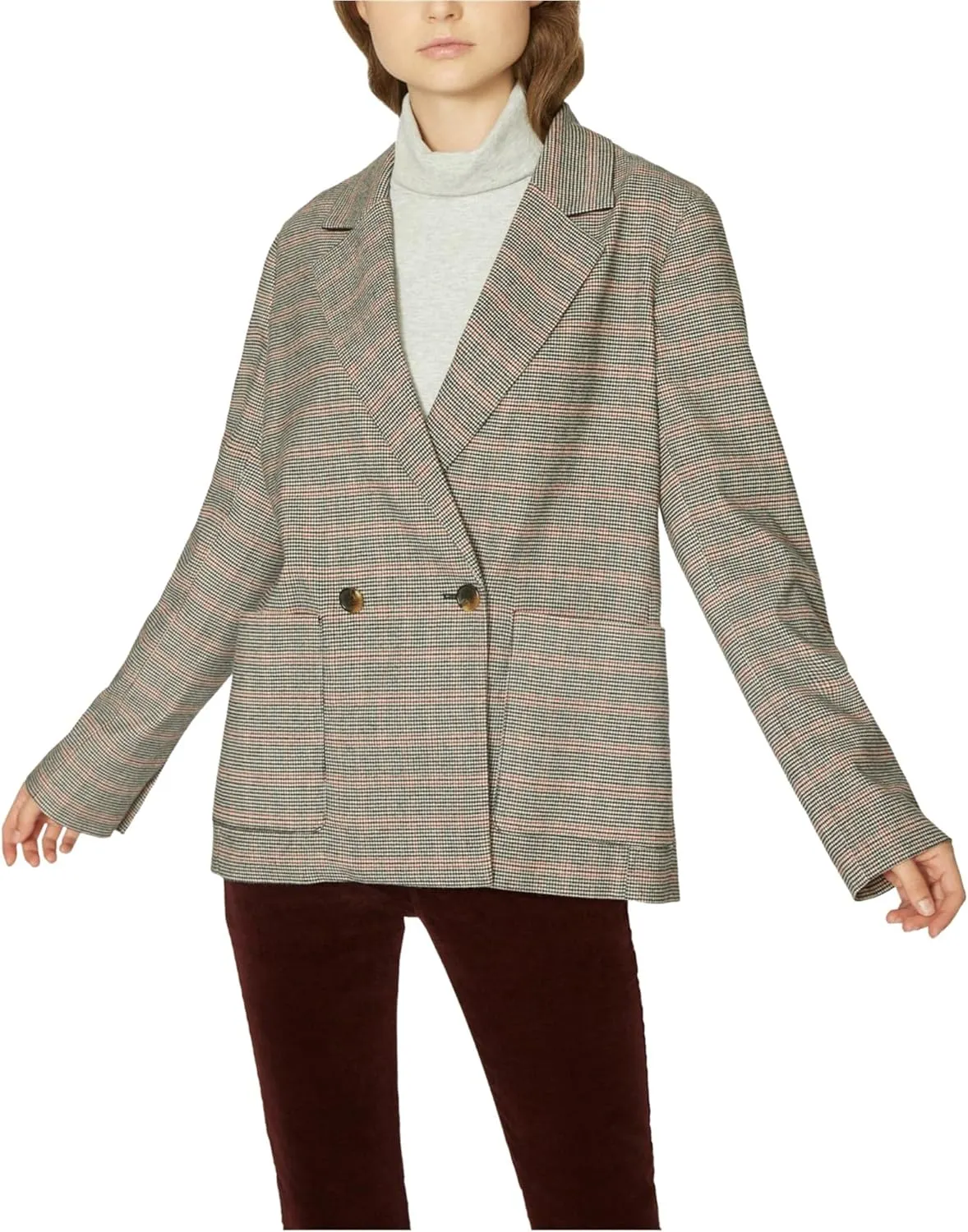 Sanctuary Womens Heritage Plaid Oversized Boyfriend Blazer Red XL