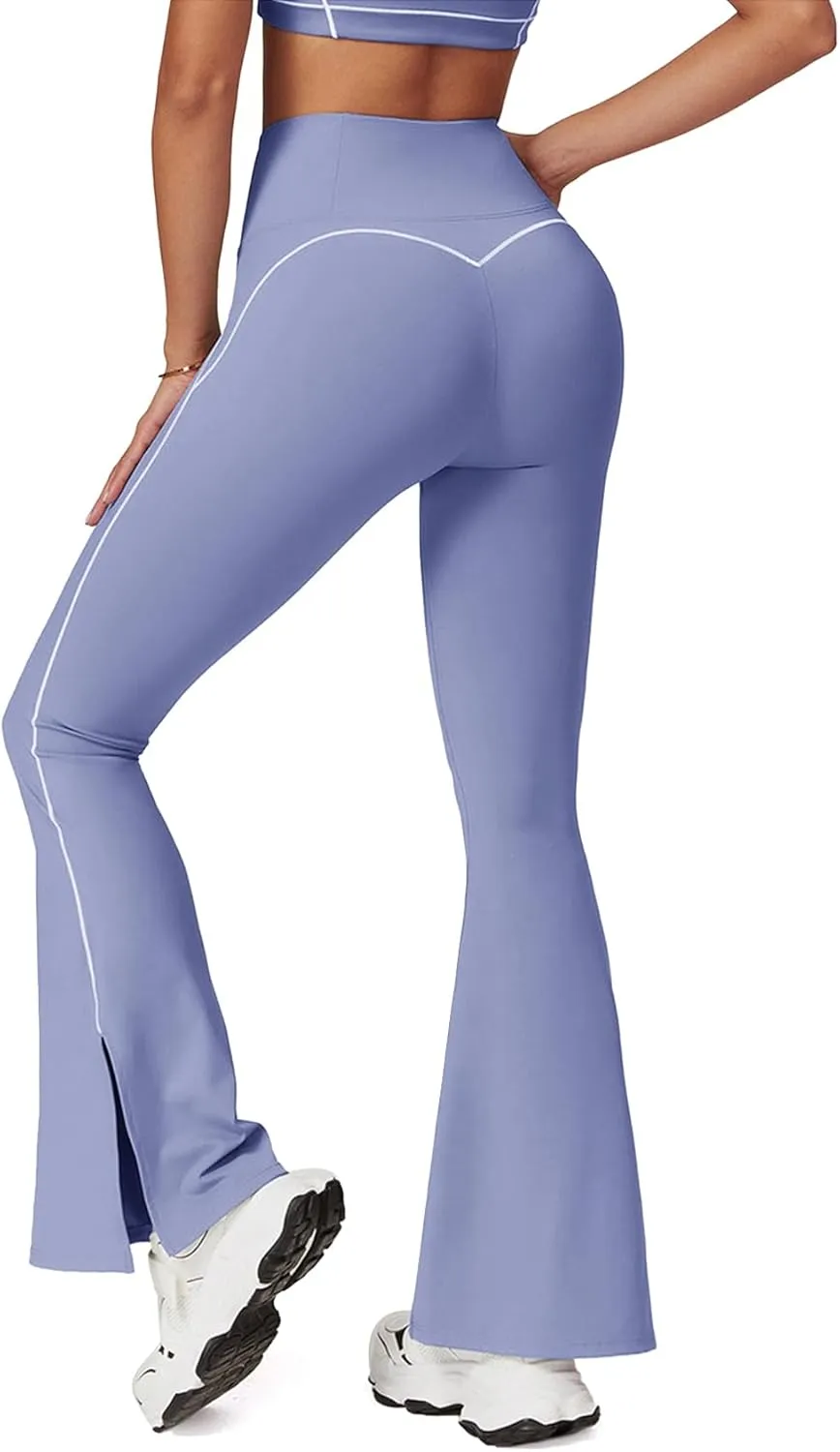SEASUM Flare Leggings for Women High Waisted Exposed Contour Stitching Bell Bottom Yoga Pants