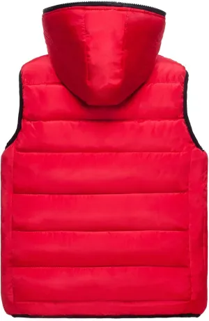 SHOPESSA Mens Down Vest with Hood Warm Puffer Jacket Quilted Short Coat Winter Coats for Men Plus Size Travel Outfits