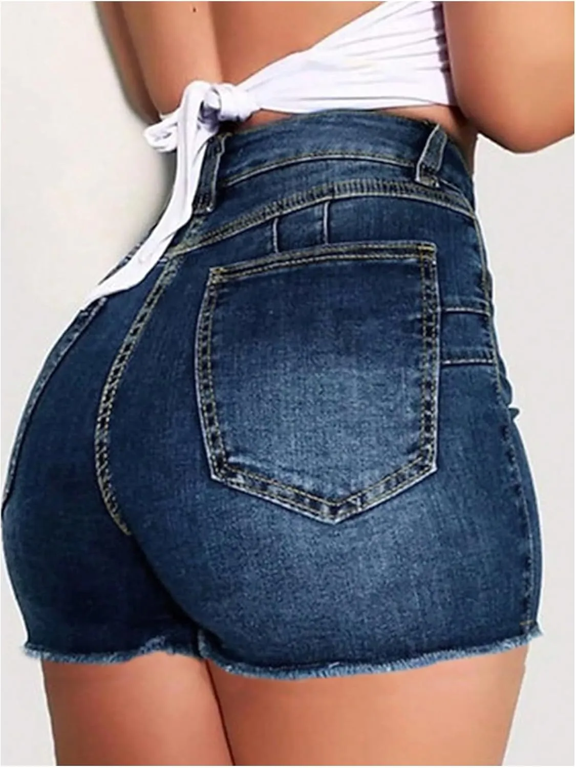 SOLY HUX Women's Ripped Raw Hem Skinny Denim Shorts High Waisted Stretchy Mini Jean Shorts
