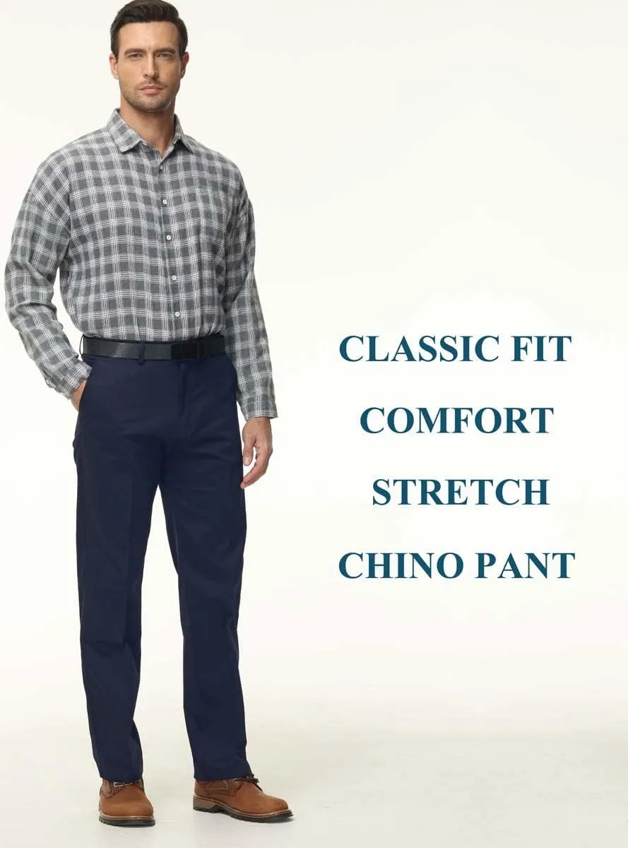 Soojun Men's Classic Fit Casual Stretch Khaki Pant Easy Flex Pants