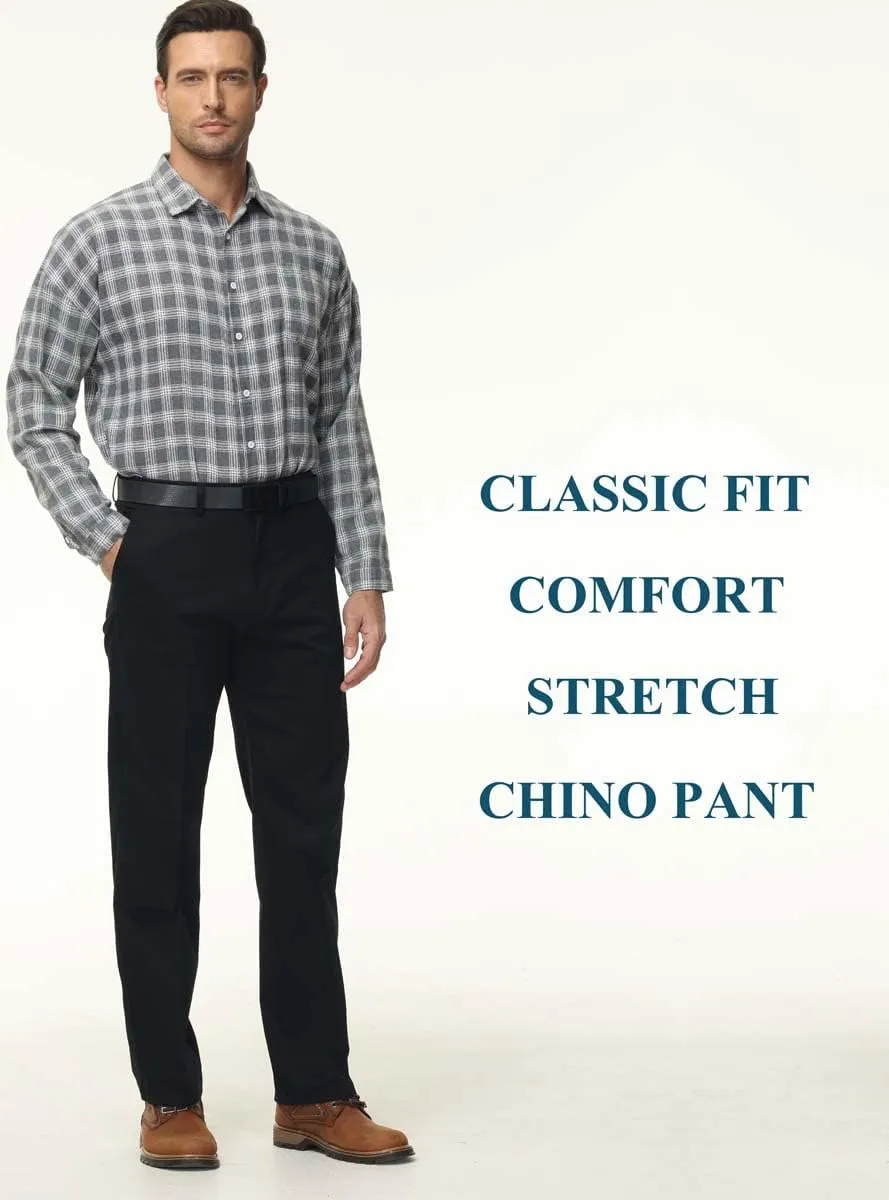 Soojun Men's Classic Fit Casual Stretch Khaki Pant Easy Flex Pants