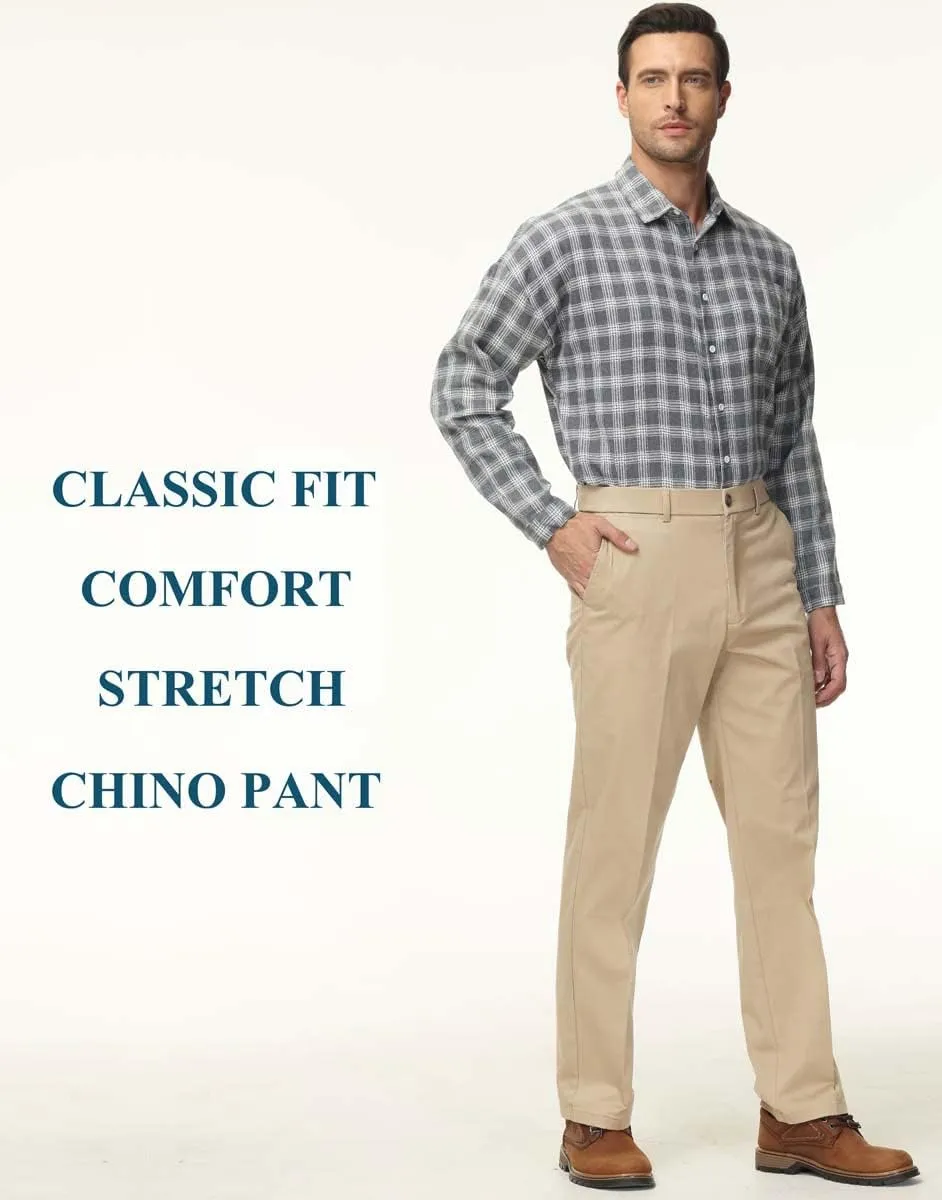 Soojun Men's Classic Fit Casual Stretch Khaki Pant Easy Flex Pants
