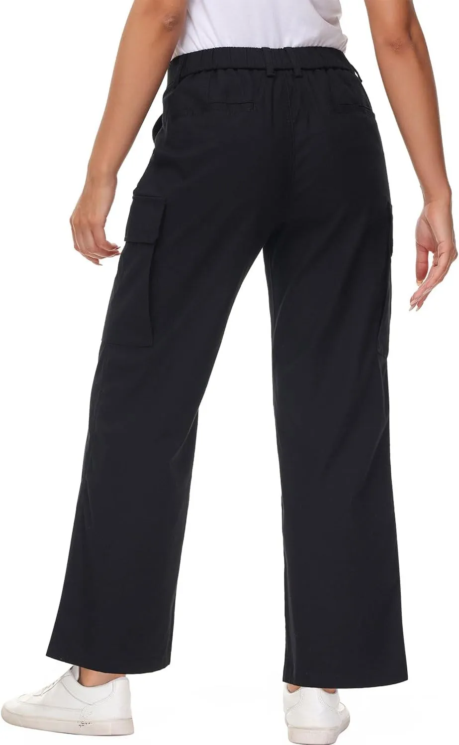 Soojun Women's Lightweight Elastic Waist Comfy Straight Leg Cargo Pants