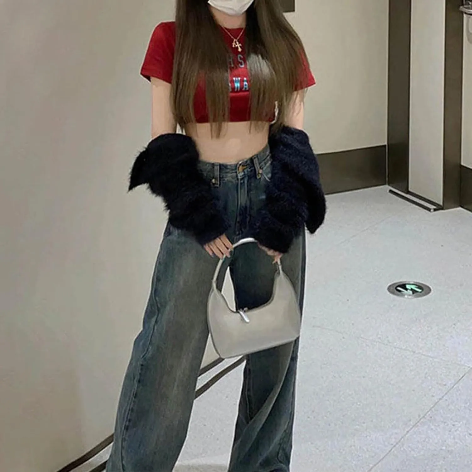 Straight Leg Jeans for Women High Waisted Boyfried Denim Pants Ripped Distressed with Pockets Baggy Jean Trousers