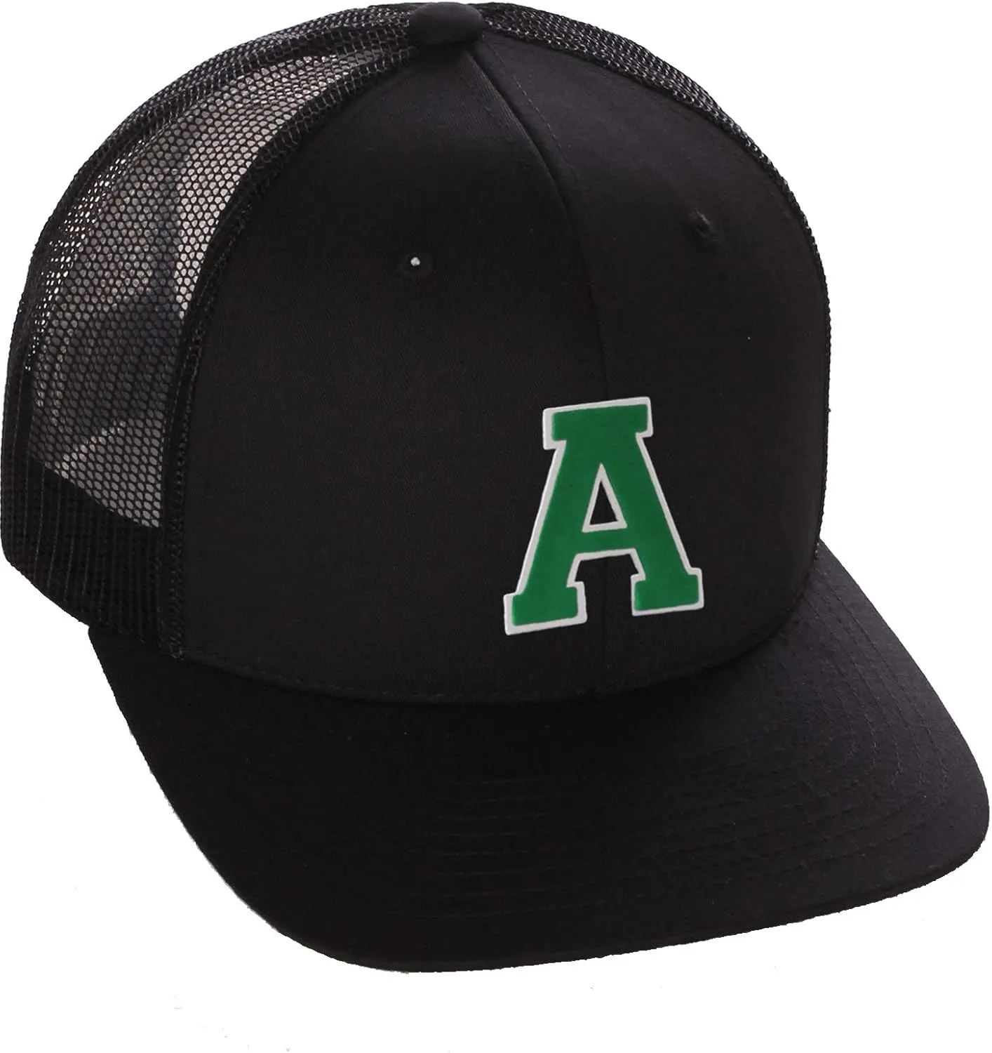 Structured Trucker Mesh Hat Custom Colors Letter A Initial Baseball Mid Profile