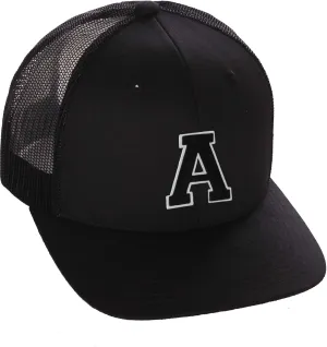 Structured Trucker Mesh Hat Custom Colors Letter A Initial Baseball Mid Profile