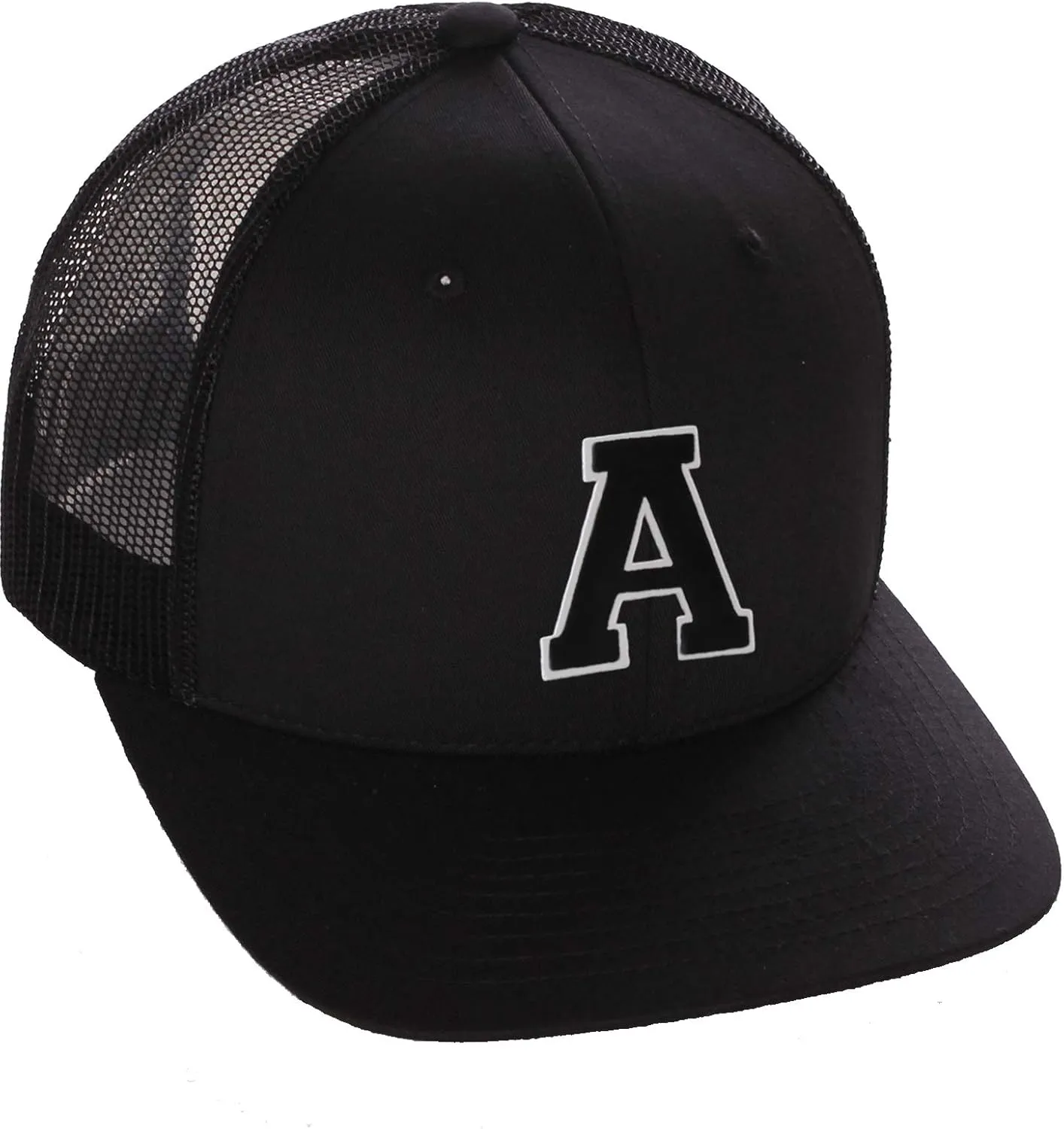 Structured Trucker Mesh Hat Custom Colors Letter A Initial Baseball Mid Profile