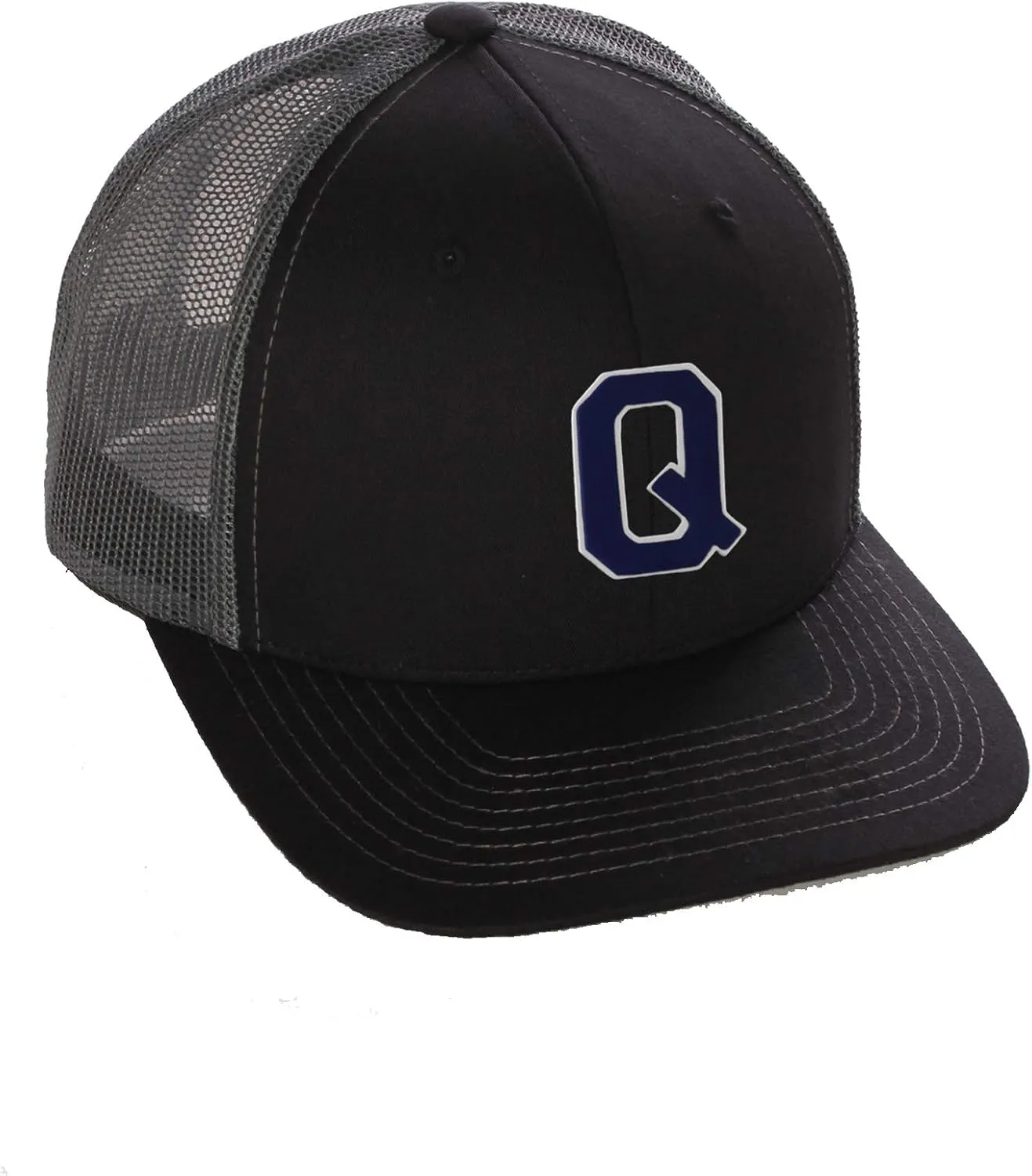 Structured Trucker Mesh Hat Custom Colors Letter Q Initial Baseball Mid Profile