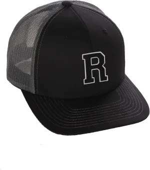 Structured Trucker Mesh Hat Custom Colors Letter R Initial Baseball Mid Profile
