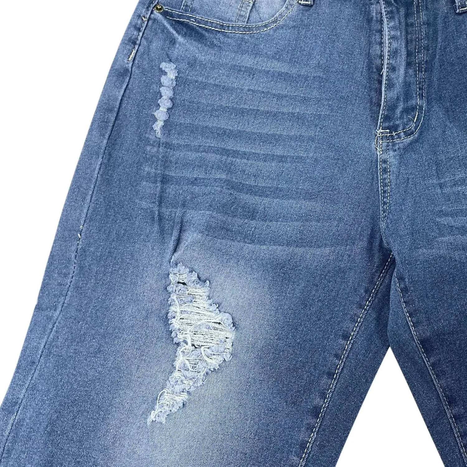 Summer Jean Shorts for Women Sexy High Waisted Ripped Destroyed Frayed Raw Hem Denim Shorts with Pockets