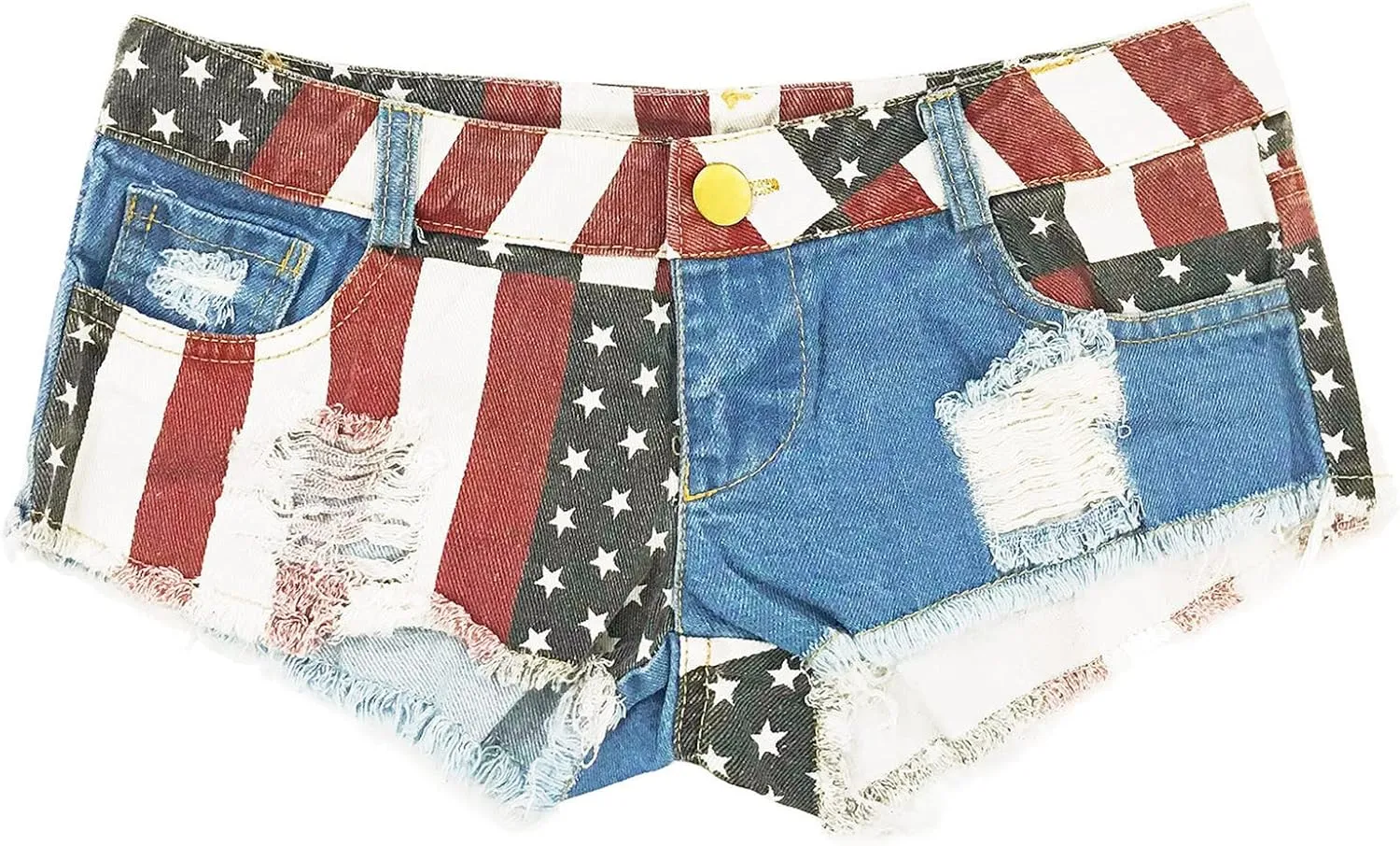 Summer Jean Shorts for Women Sexy High Waisted Ripped Destroyed Frayed Raw Hem Denim Shorts with Pockets