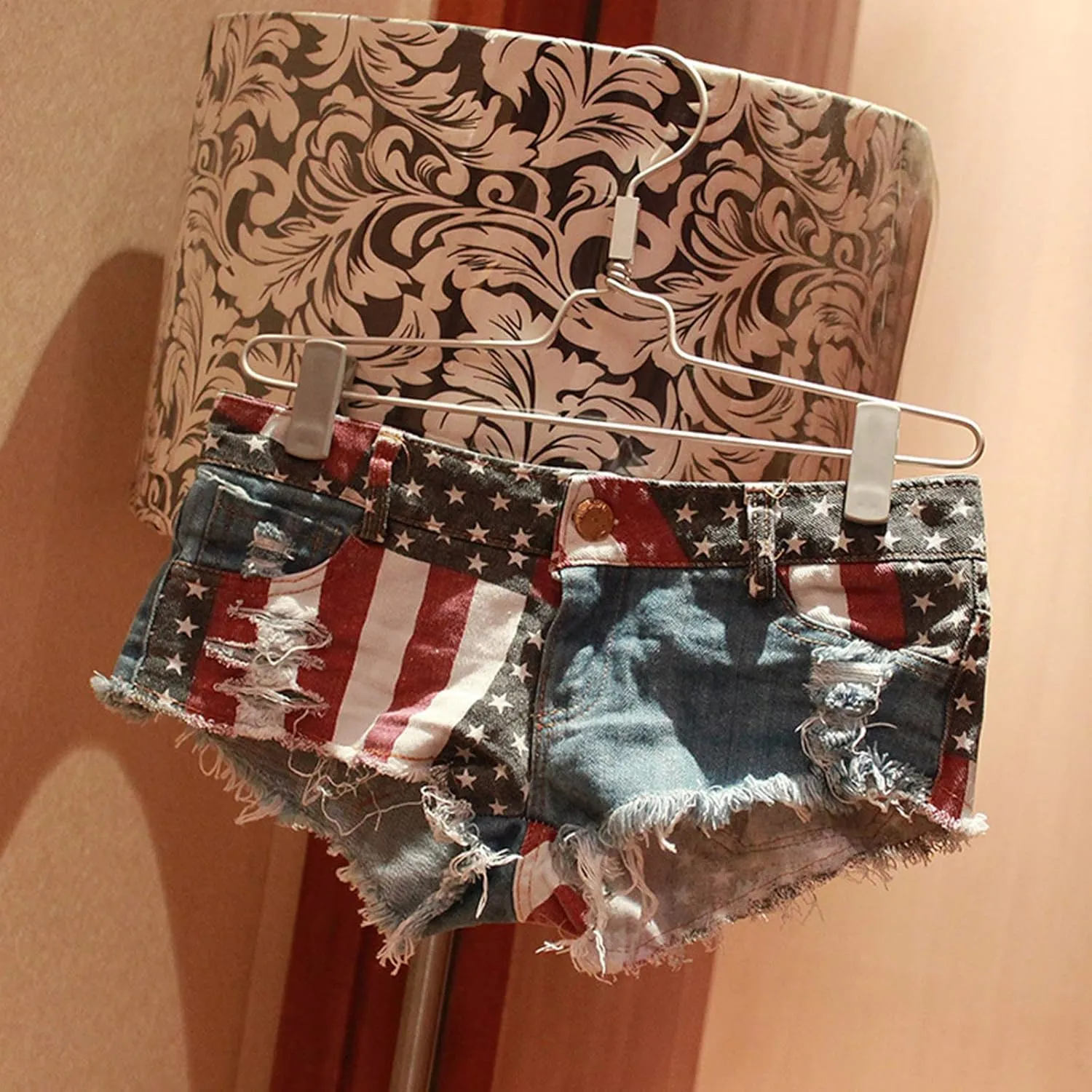 Summer Jean Shorts for Women Sexy High Waisted Ripped Destroyed Frayed Raw Hem Denim Shorts with Pockets