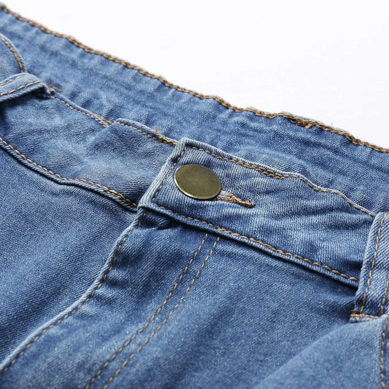 Summer Jean Shorts for Women Sexy High Waisted Ripped Destroyed Frayed Raw Hem Denim Shorts with Pockets