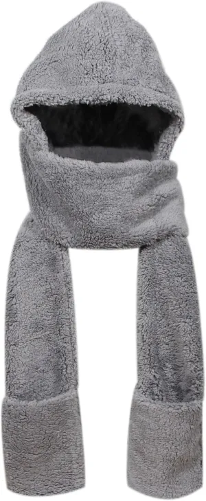 Super Soft Fleece Women’s Hooded Scarf & Hat W/Glove Pockets