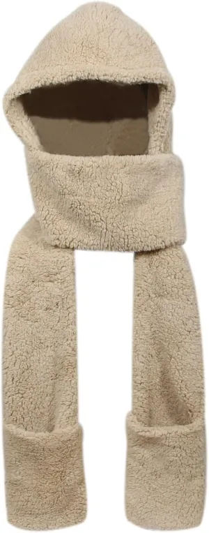 Super Soft Fleece Women’s Hooded Scarf & Hat W/Glove Pockets