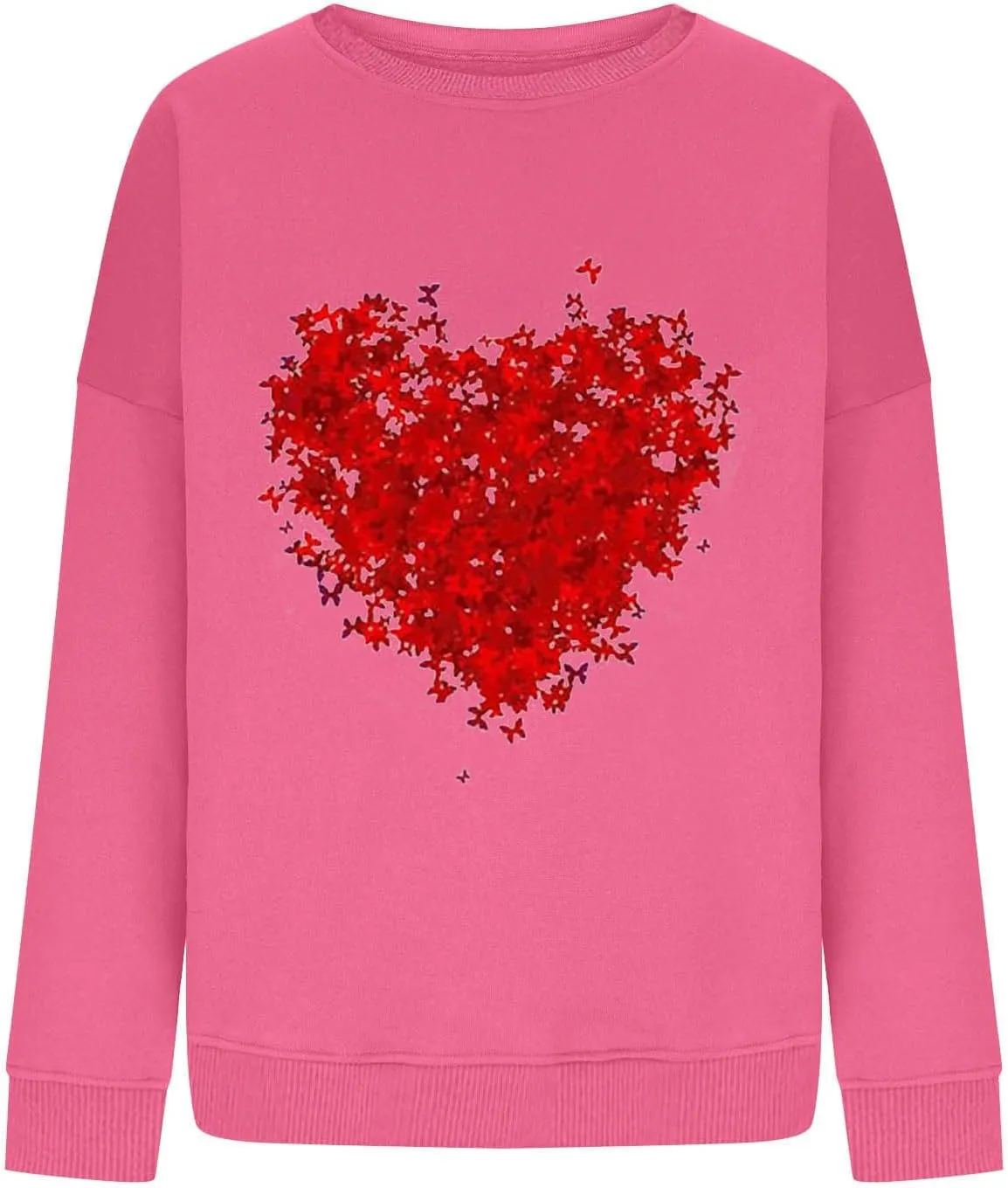 Sweatshirt for Women Trendy Oversized Love Heart Print Crewneck Casual Long Sleeve Sweater Fleece Fsashion Fall Tops