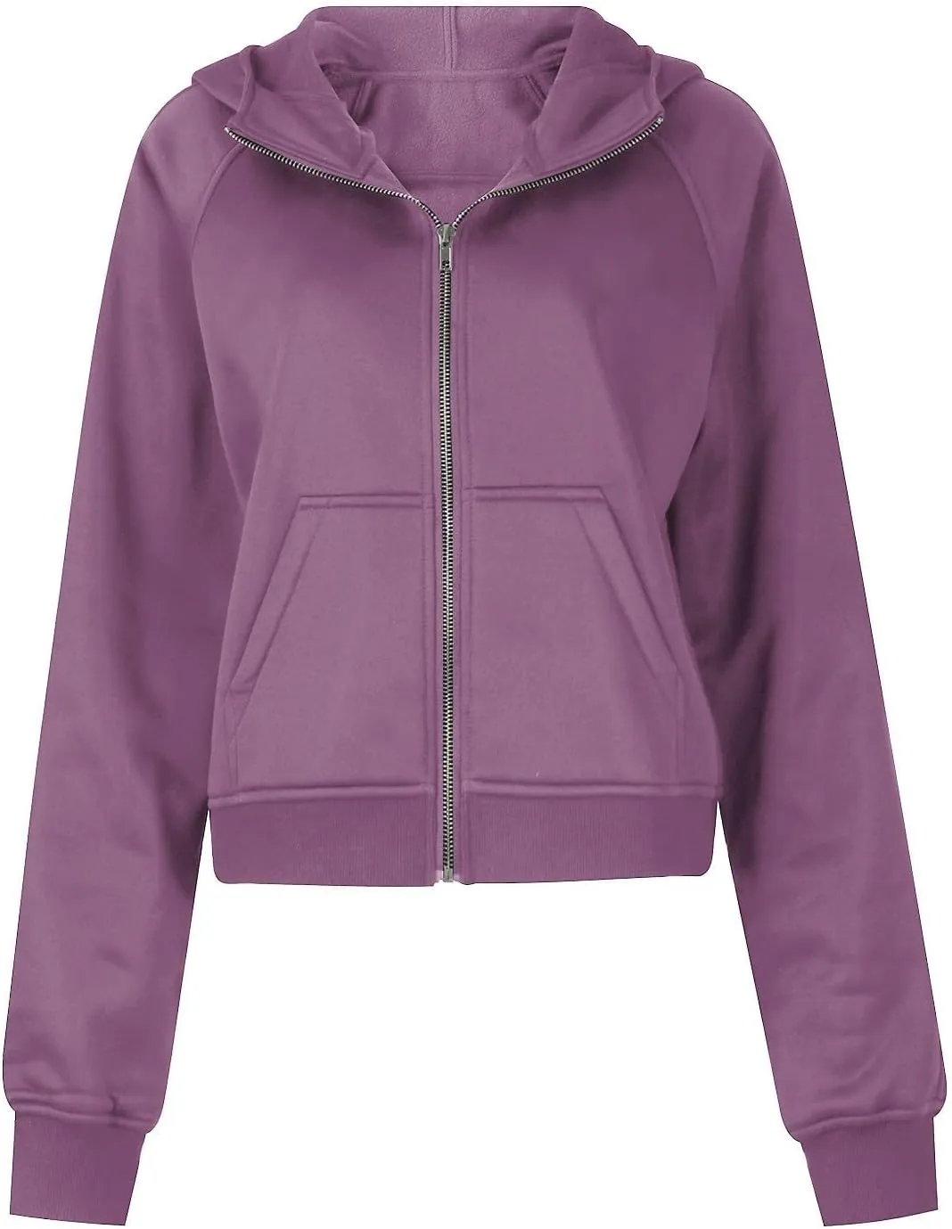 Sweatshirt For Women,Full Zip Up Cropped Hoodies With Pockets Zipper Fleece Jackets Casual Soft Oversized Sweatshirt