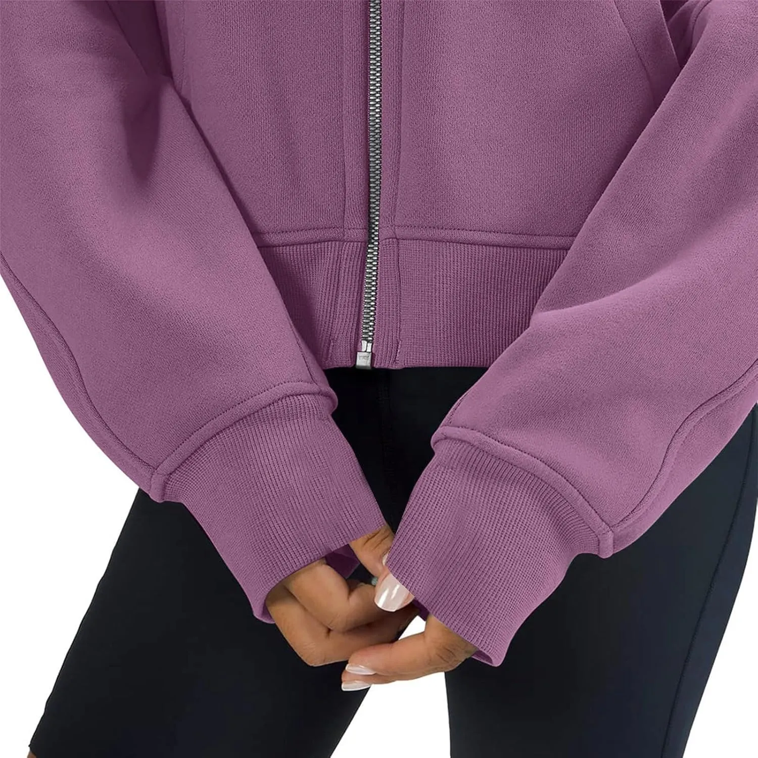 Sweatshirt For Women,Full Zip Up Cropped Hoodies With Pockets Zipper Fleece Jackets Casual Soft Oversized Sweatshirt
