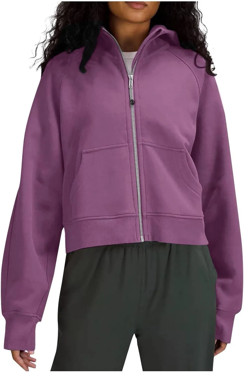 Sweatshirt For Women,Full Zip Up Cropped Hoodies With Pockets Zipper Fleece Jackets Casual Soft Oversized Sweatshirt