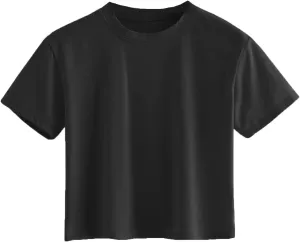 SweatyRocks Women's Casual Short Sleeve Crew Neck Basic Crop Top T Shirts