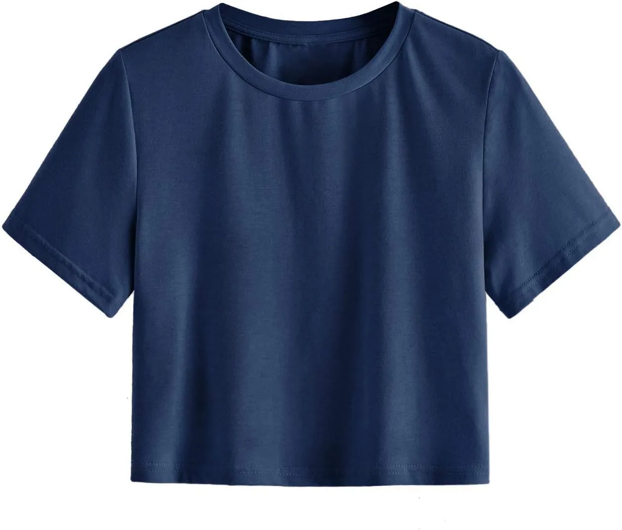 SweatyRocks Women's Casual Short Sleeve Crew Neck Basic Crop Top T Shirts
