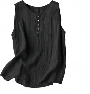 Tank Tops for Women 2025 Casual Summer T Shirts Trendy Sleeveless Crew Neck Tops Vintage Loose Fit Solid Color Blouses