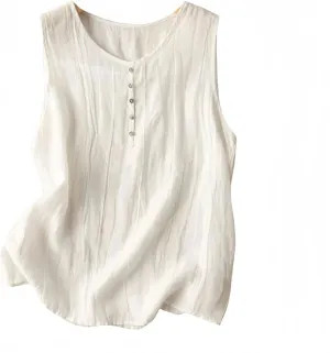 Tank Tops for Women 2025 Casual Summer T Shirts Trendy Sleeveless Crew Neck Tops Vintage Loose Fit Solid Color Blouses