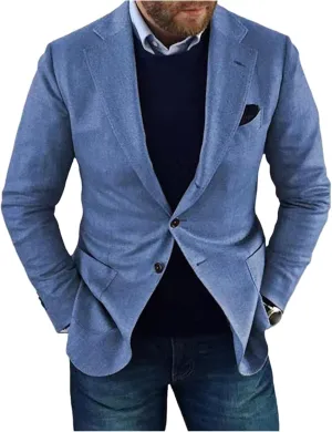 Thatrich Mens Business Jacket Vintage Blazers Two Button Slim Fit Suits Lightweight Jacket for Office Work Plain Formal Wear