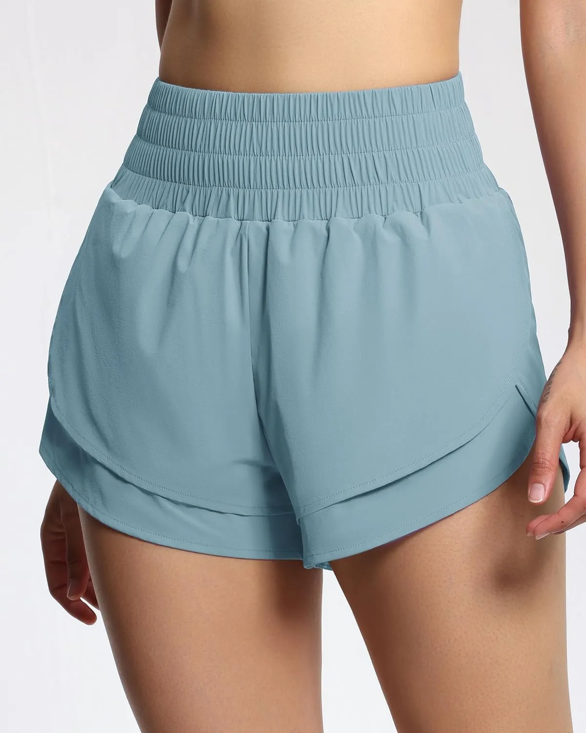 THE GYM PEOPLE Women's High Waisted Worktout Shorts Quick Dry Running Athletic Shorts with Mesh Liner Zipper Pocket