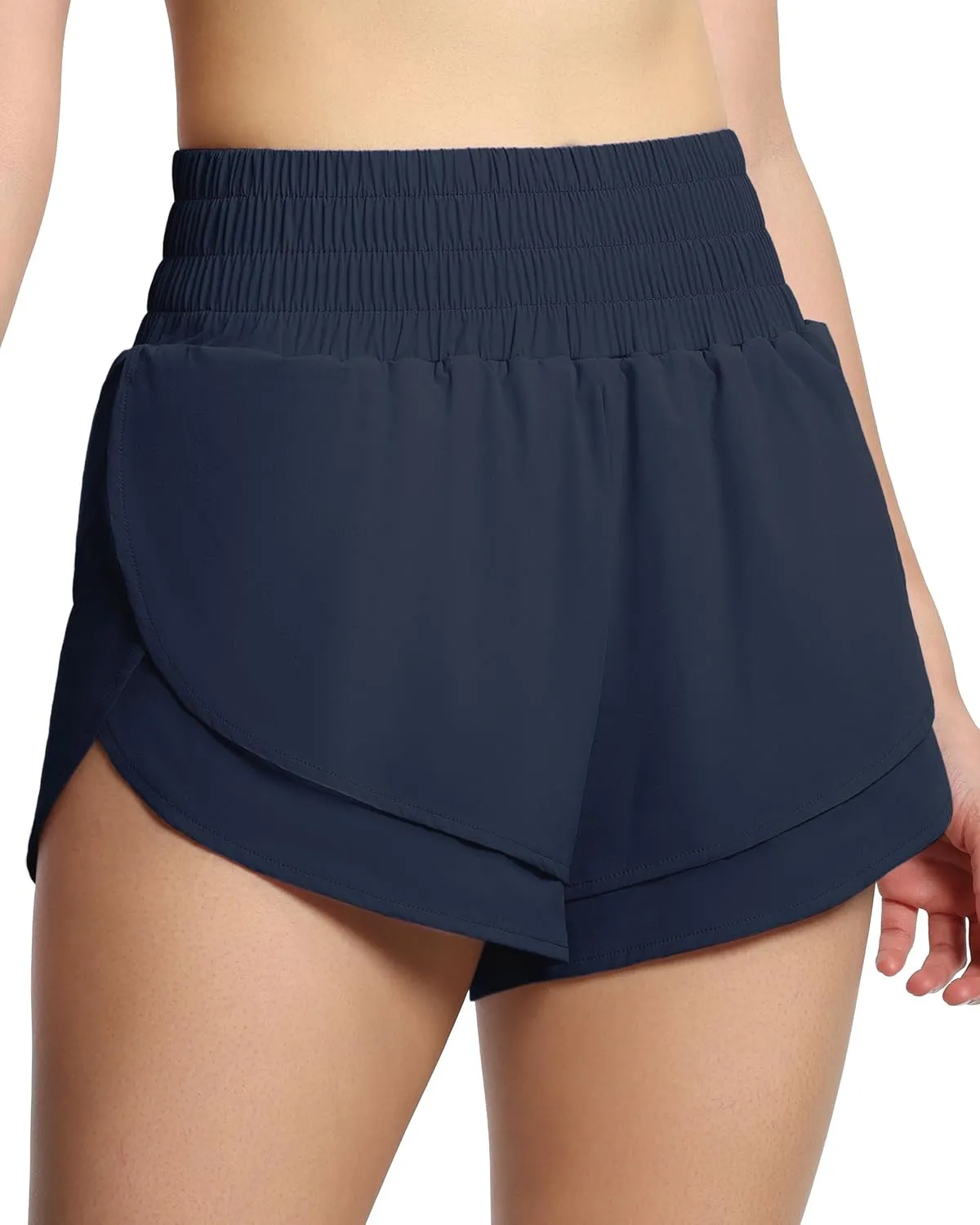 THE GYM PEOPLE Women's High Waisted Worktout Shorts Quick Dry Running Athletic Shorts with Mesh Liner Zipper Pocket