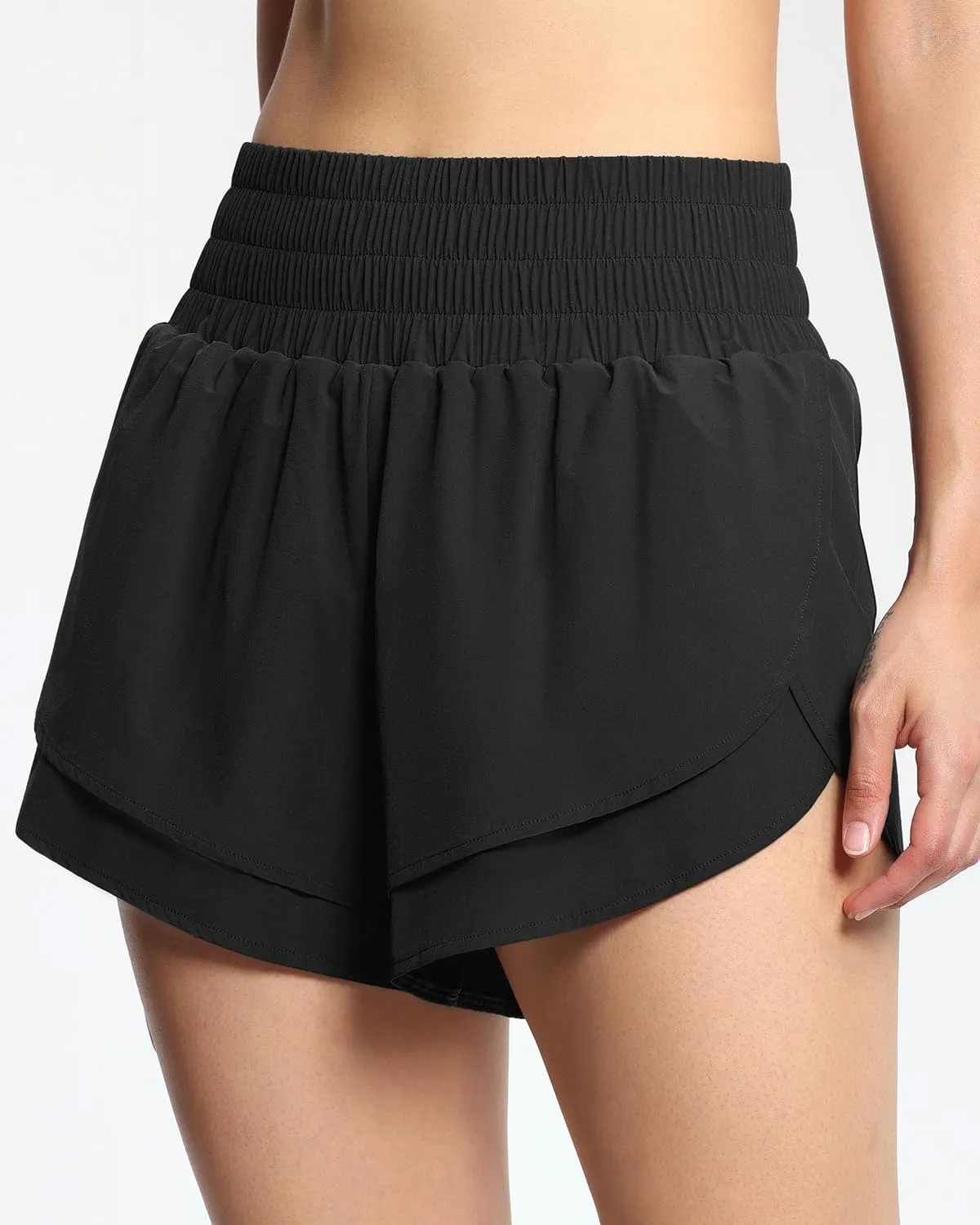 THE GYM PEOPLE Women's High Waisted Worktout Shorts Quick Dry Running Athletic Shorts with Mesh Liner Zipper Pocket