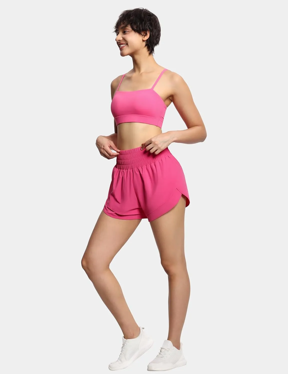 THE GYM PEOPLE Women's High Waisted Worktout Shorts Quick Dry Running Athletic Shorts with Mesh Liner Zipper Pocket