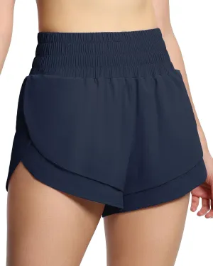 THE GYM PEOPLE Women's High Waisted Worktout Shorts Quick Dry Running Athletic Shorts with Mesh Liner Zipper Pocket
