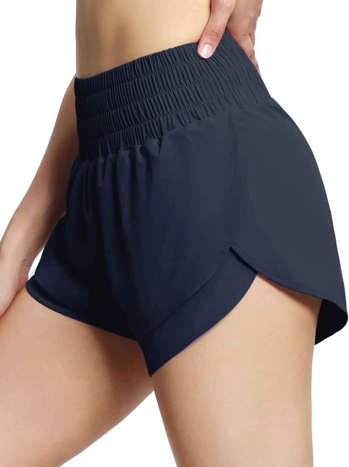 THE GYM PEOPLE Women's High Waisted Worktout Shorts Quick Dry Running Athletic Shorts with Mesh Liner Zipper Pocket