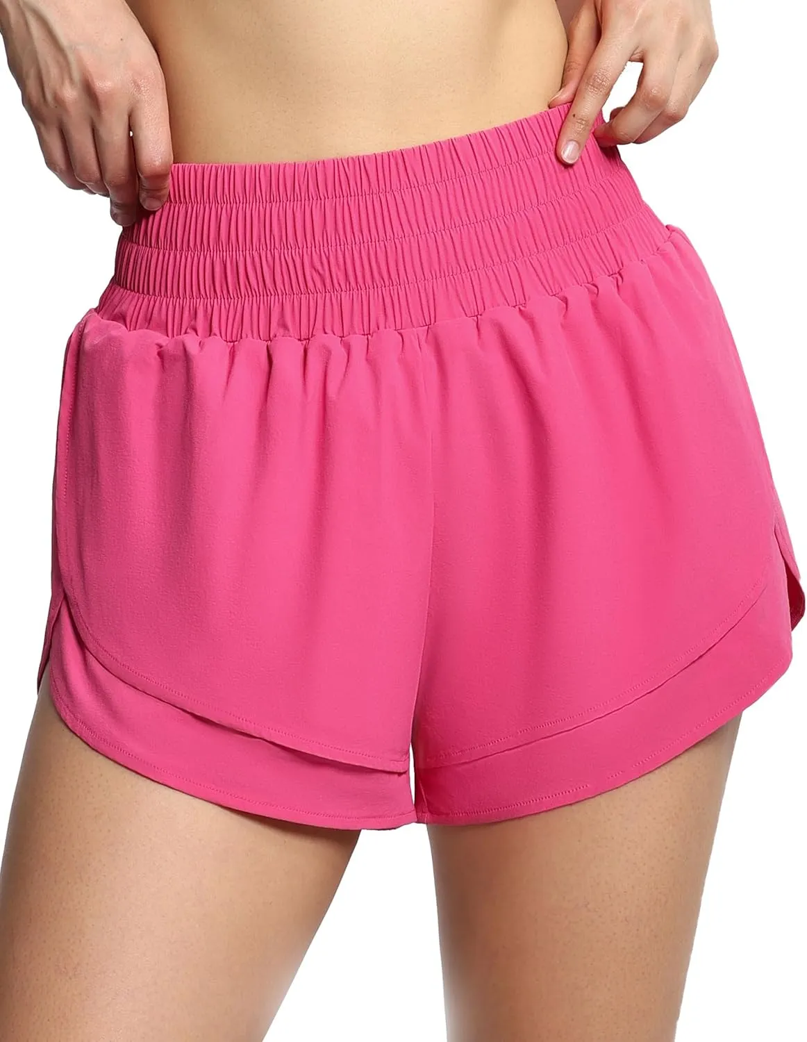 THE GYM PEOPLE Women's High Waisted Worktout Shorts Quick Dry Running Athletic Shorts with Mesh Liner Zipper Pocket