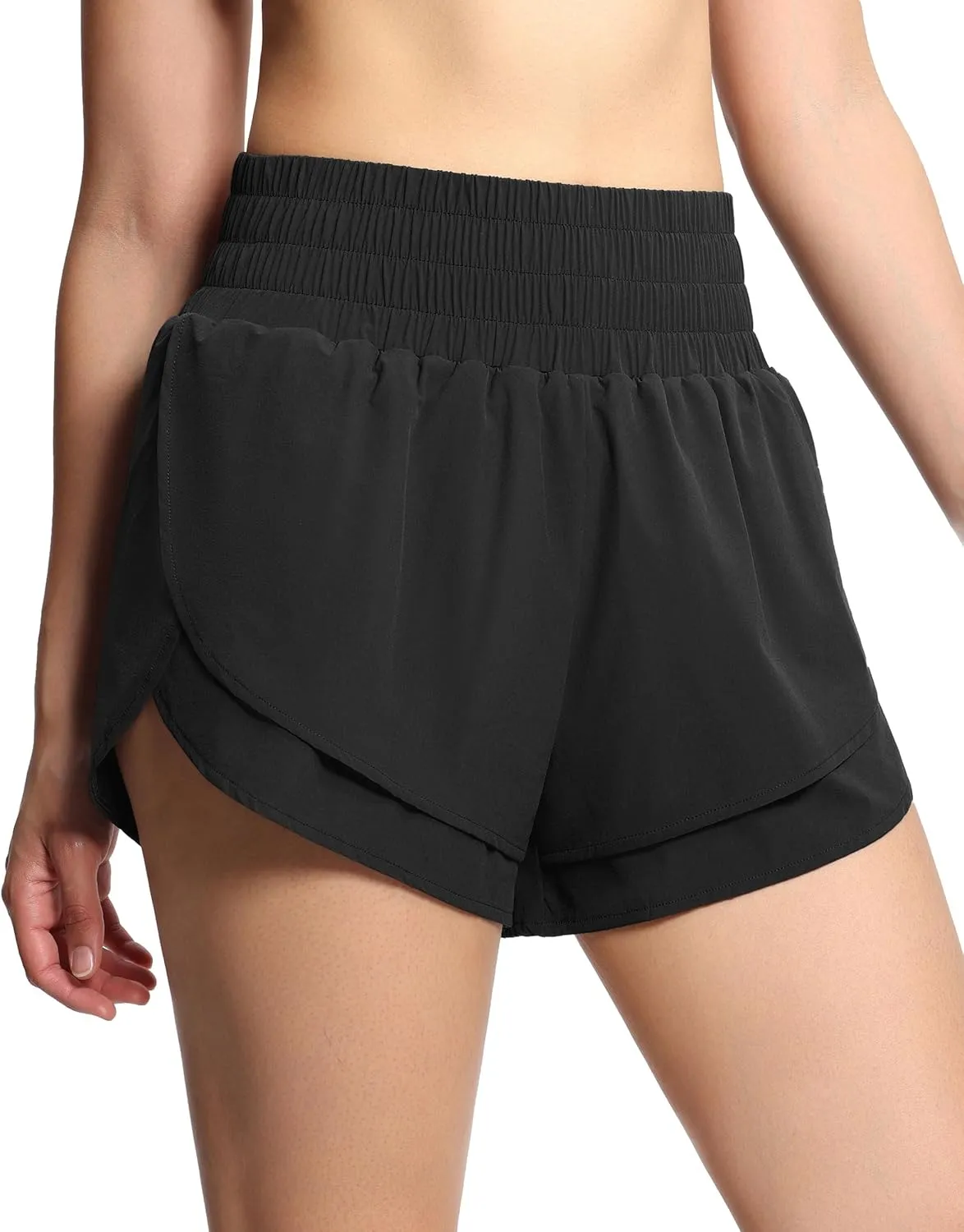 THE GYM PEOPLE Women's High Waisted Worktout Shorts Quick Dry Running Athletic Shorts with Mesh Liner Zipper Pocket