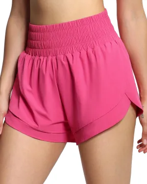THE GYM PEOPLE Women's High Waisted Worktout Shorts Quick Dry Running Athletic Shorts with Mesh Liner Zipper Pocket