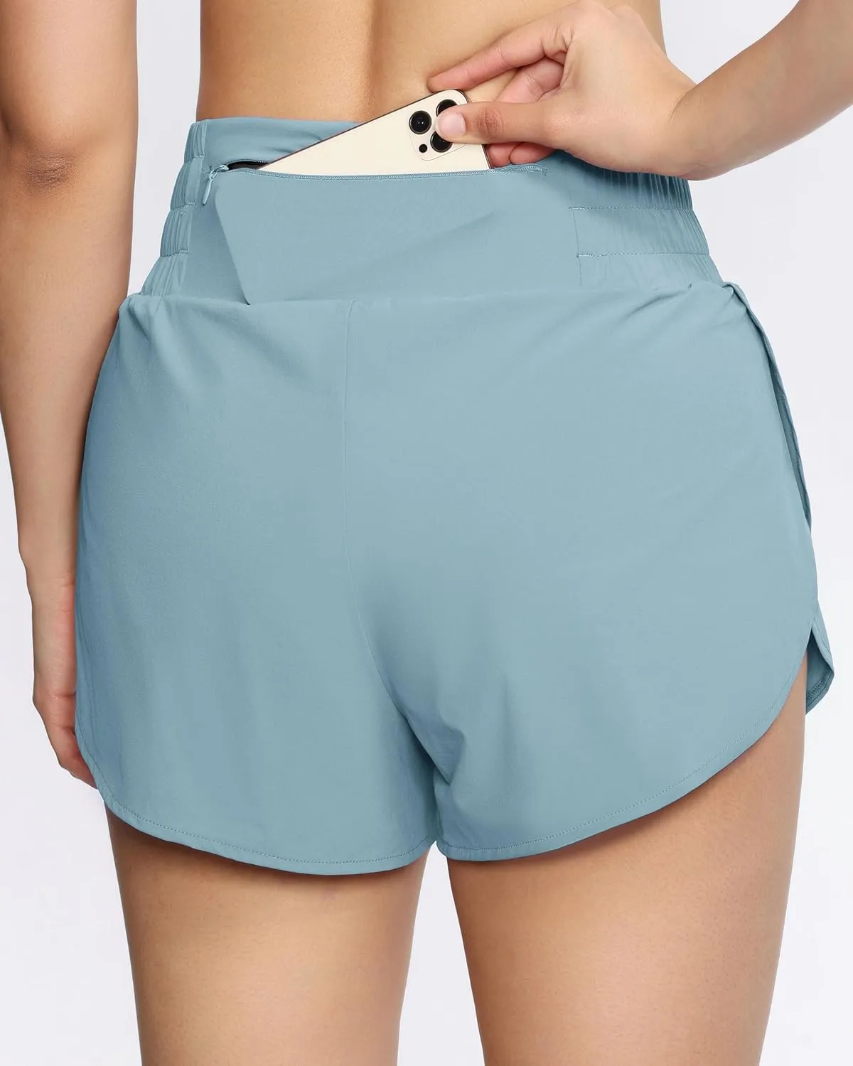 THE GYM PEOPLE Women's High Waisted Worktout Shorts Quick Dry Running Athletic Shorts with Mesh Liner Zipper Pocket